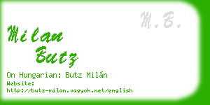 milan butz business card